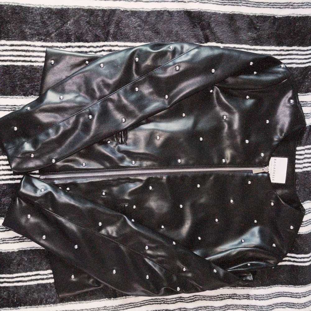 Bagatelle Black Faux Leather Jacket with Silver Studs - Picture 3 of 5